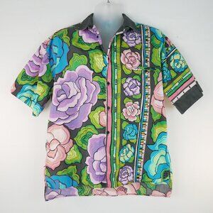 Vintage Gene Cabaleiro Floral Hawaiian Multicolor Shirt Cursive Label Small (OS)
